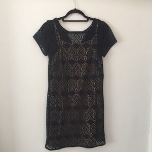 Loft Black/Nude Lace Mini Dress